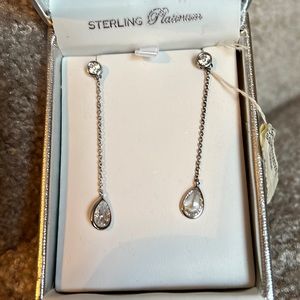Crislu  stealing  platinum  cubic zirconia dangling  earrings